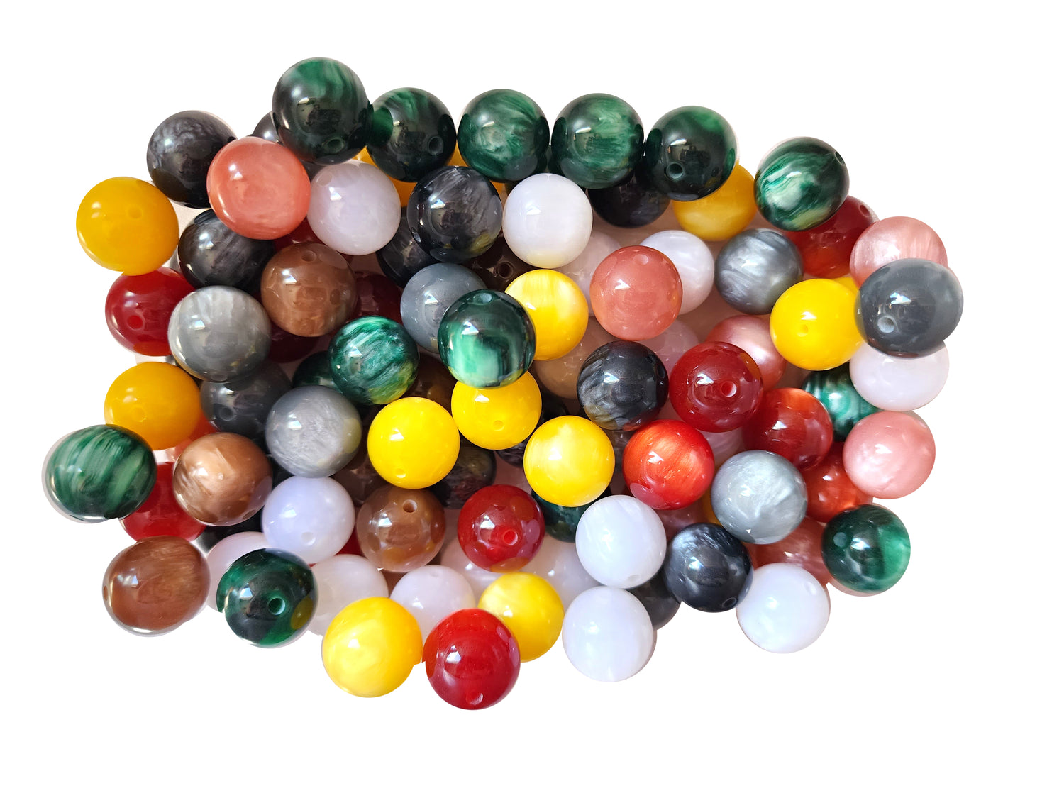 rainbow luster 20mm bubblegum beads