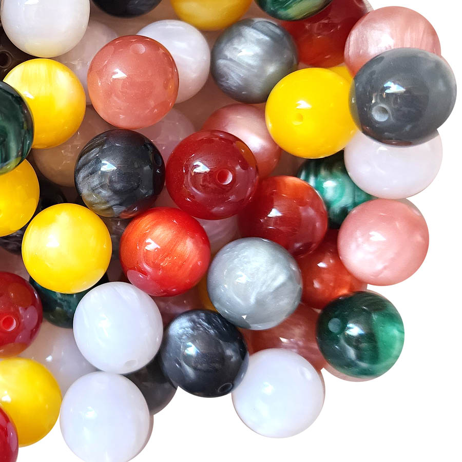 rainbow luster 20mm bubblegum beads