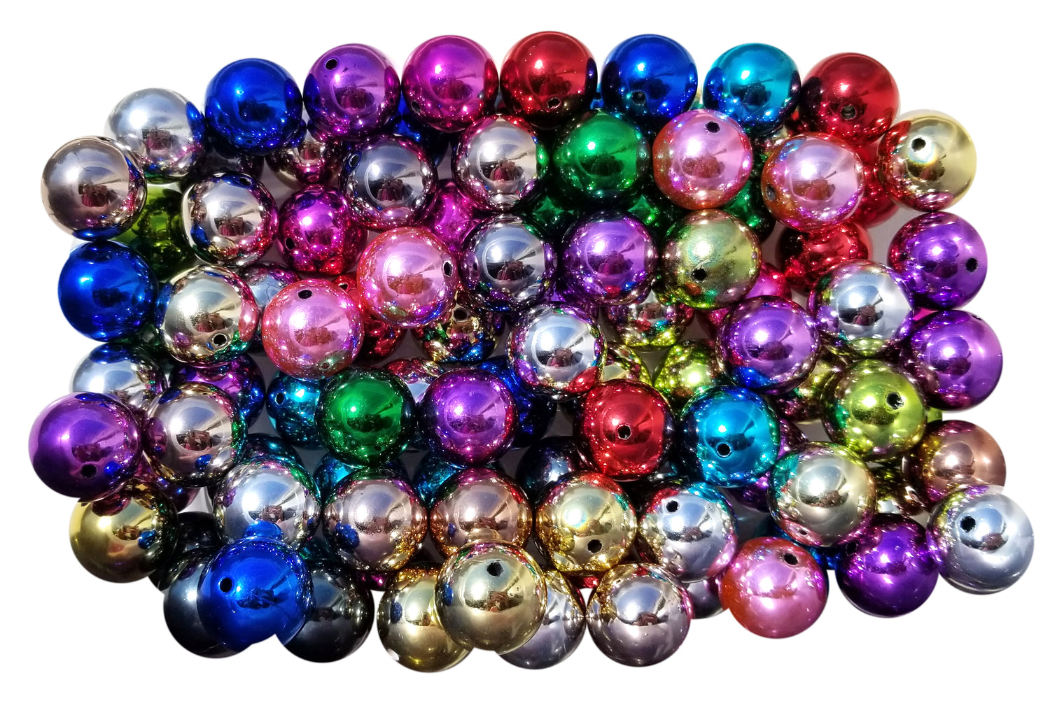 rainbow metallic 20mm bubblegum beads