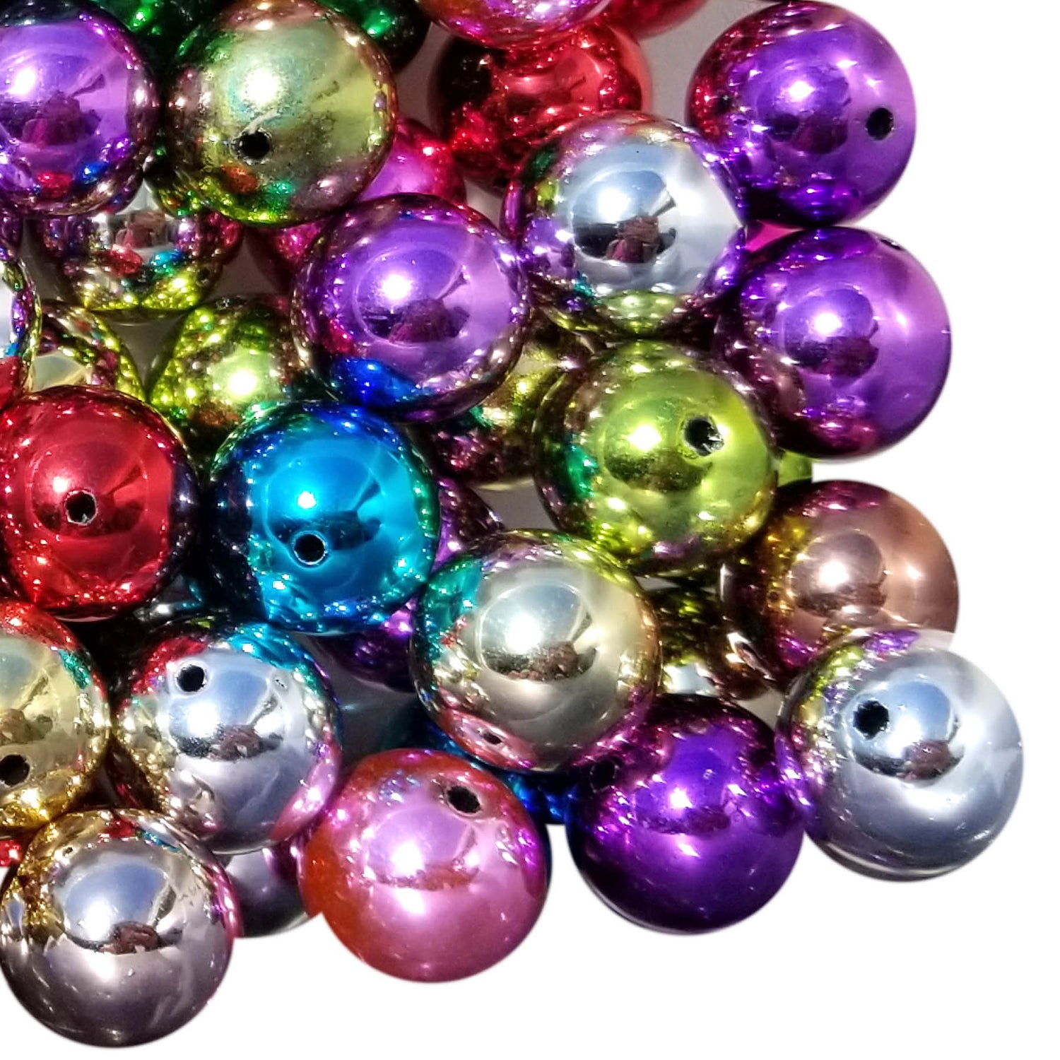 rainbow metallic 20mm bubblegum beads
