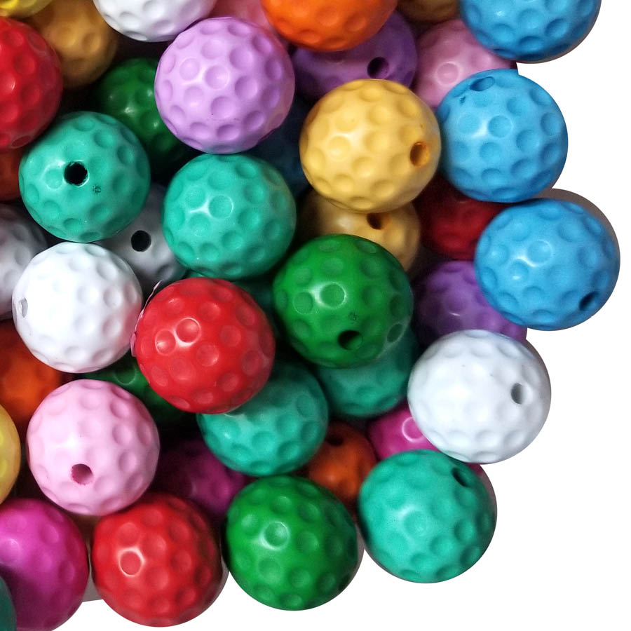 rainbow golf ball 20mm printed bubblegum beads