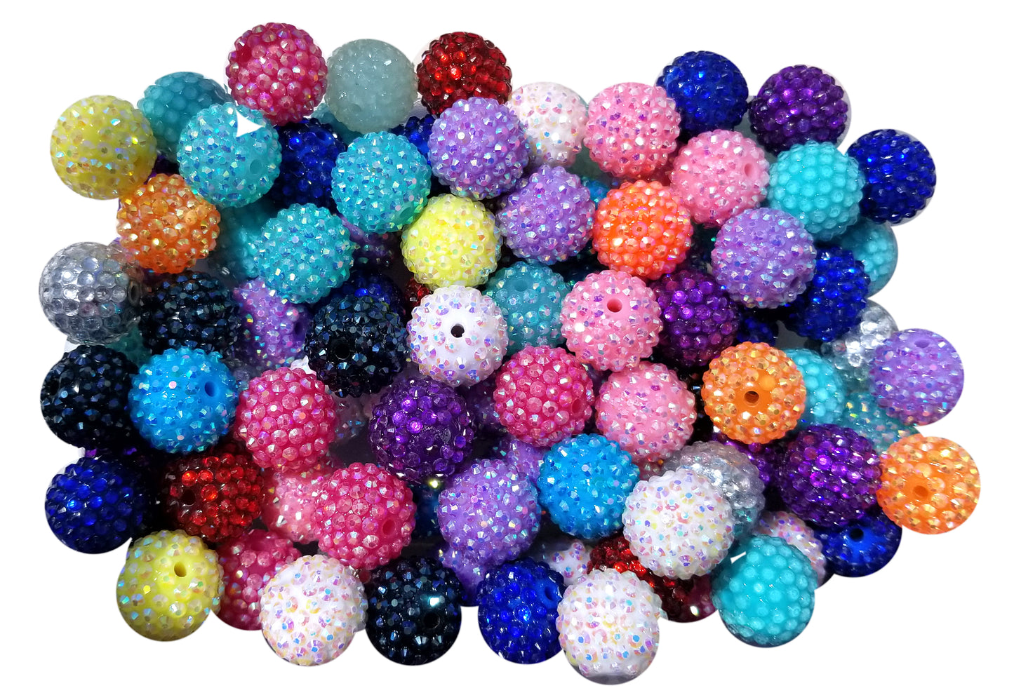 rainbow rhinestone 20mm bubblegum beads