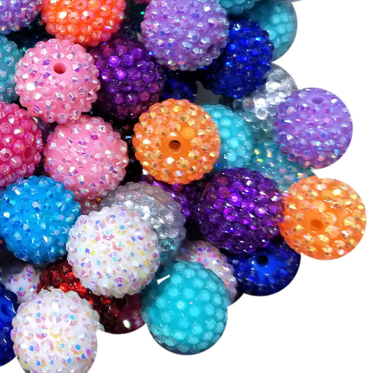 rainbow rhinestone 20mm bubblegum beads