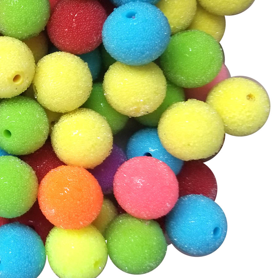rainbow sugar covered 20mm bubblegum beads