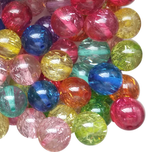 rainbow tinsel glitter 20mm bubblegum beads