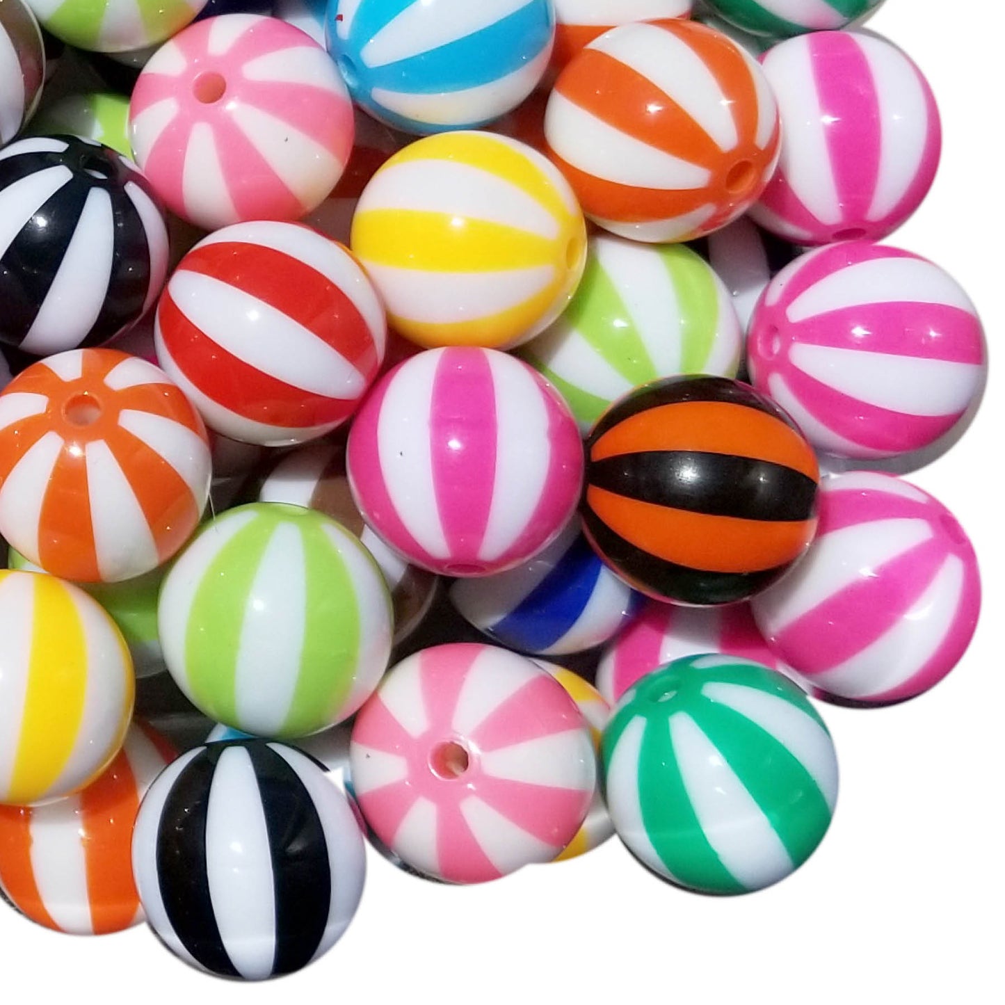 rainbow vertical striped 20mm bubblegum beads