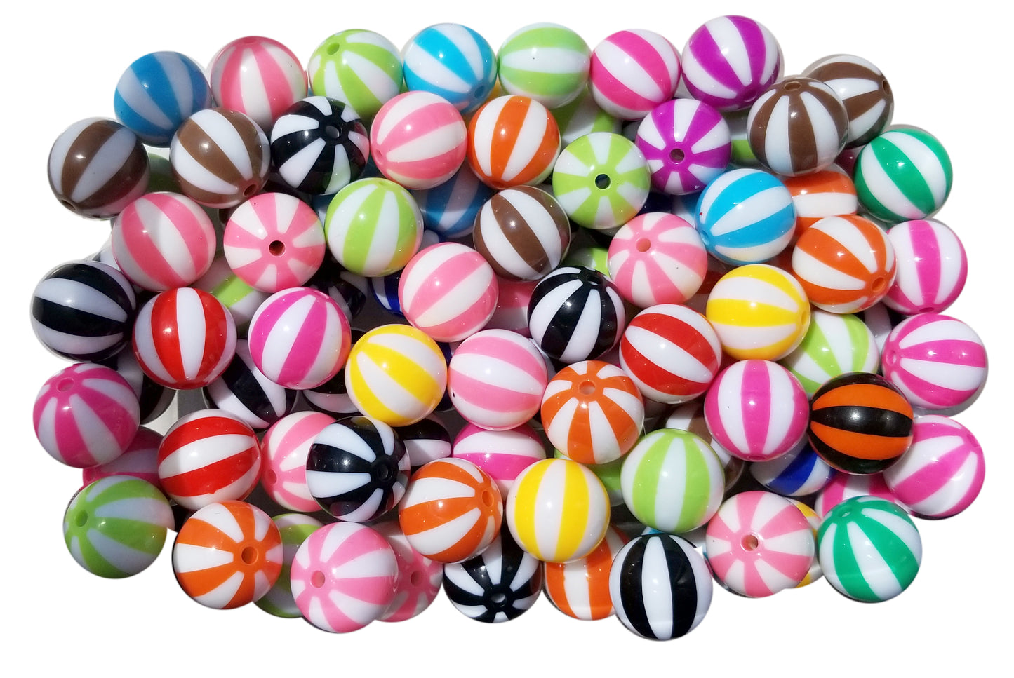 rainbow vertical striped 20mm bubblegum beads