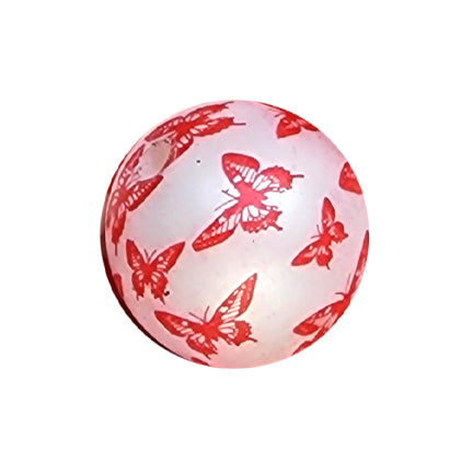 red butterfly print 20mm printed wholesale bubblegum beads