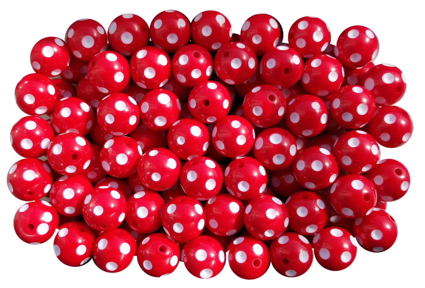red dots 20mm bubblegum beads