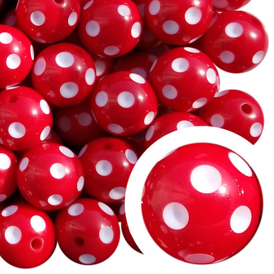 red dots 20mm bubblegum beads