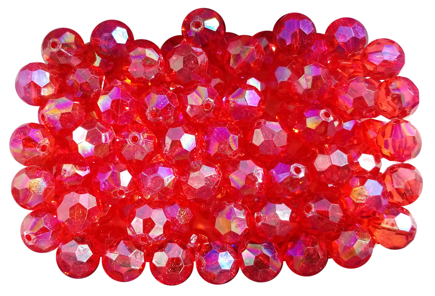 red faceted 20mm bubblegum beads