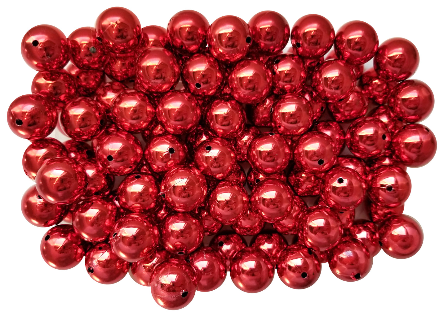 red metallic 20mm bubblegum beads