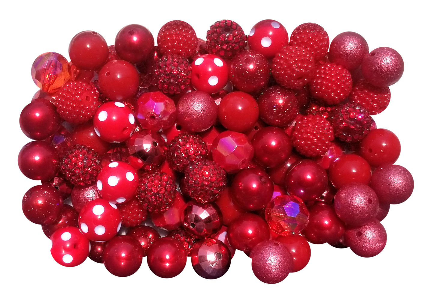 red mixed 20mm bubblegum beads