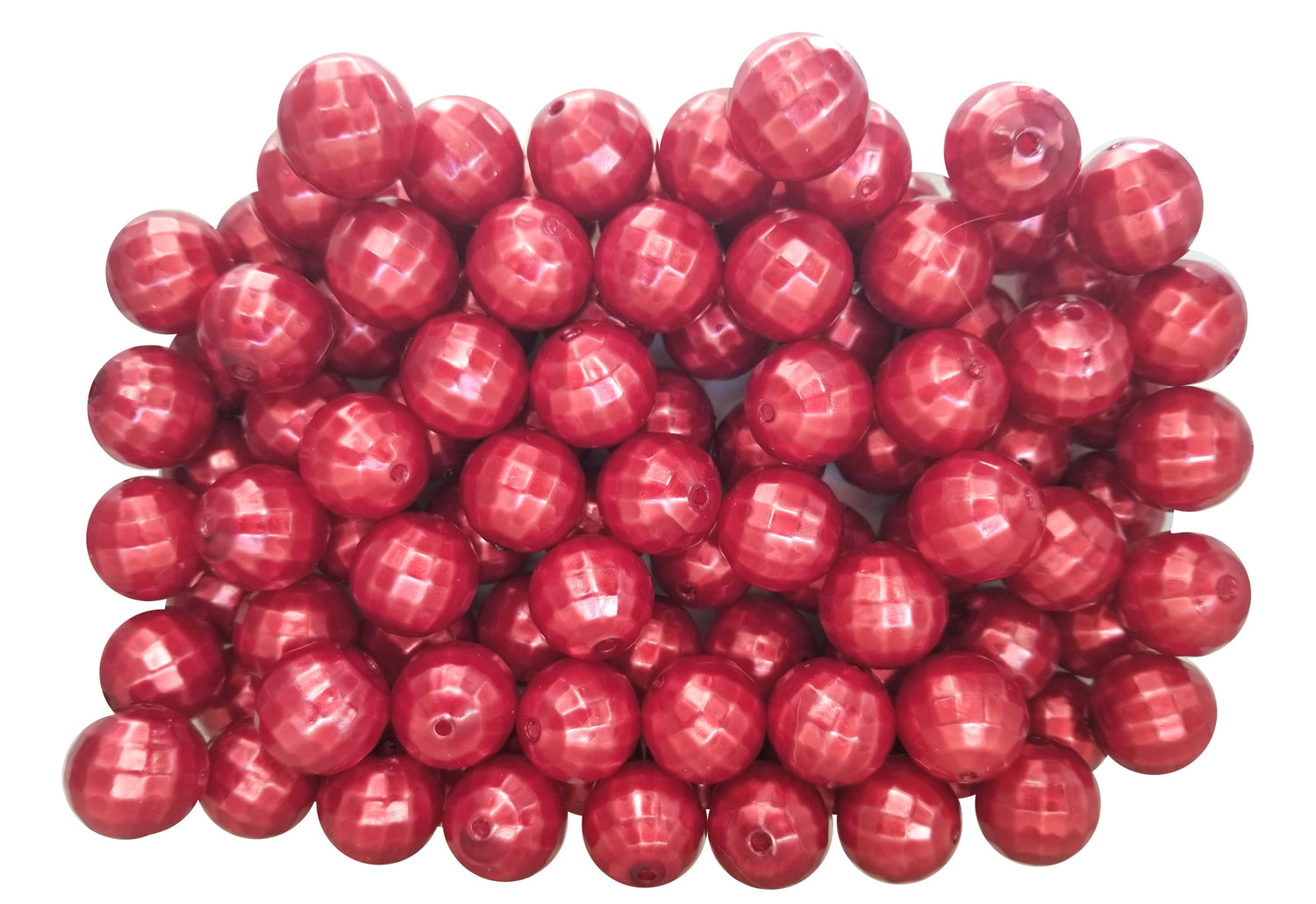 red pearl disco 20mm bubblegum beads