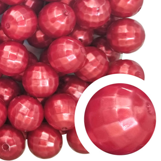 red pearl disco 20mm bubblegum beads