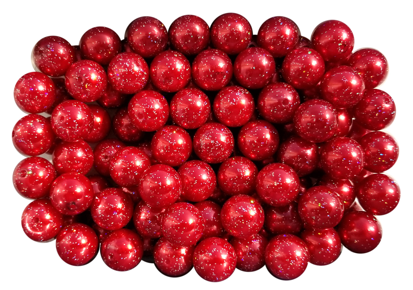 red pearl glitter 20mm bubblegum beads