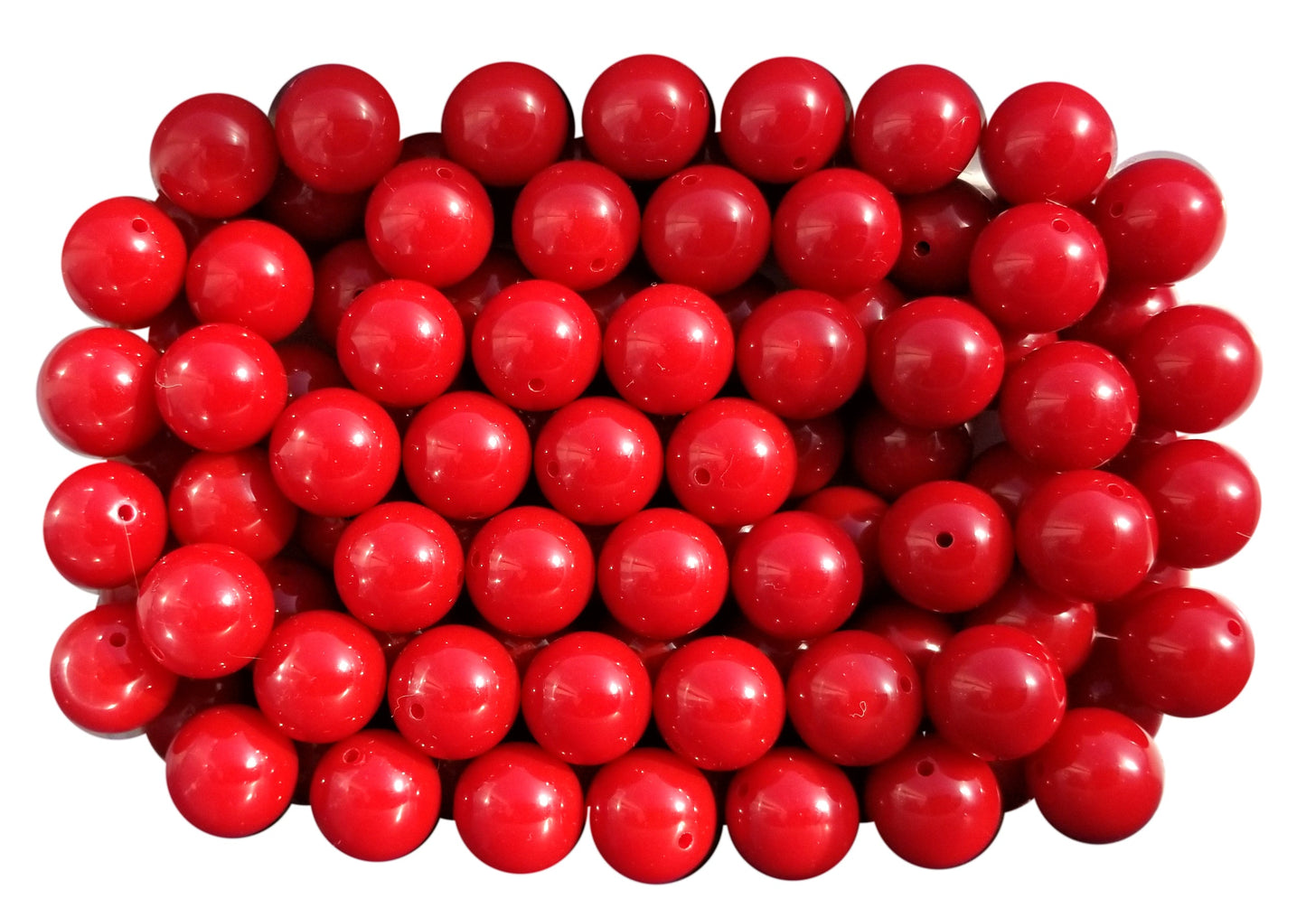 red plain 20mm bubblegum beads