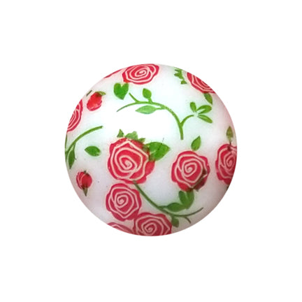 red roses 20mm printed bubblegum beads