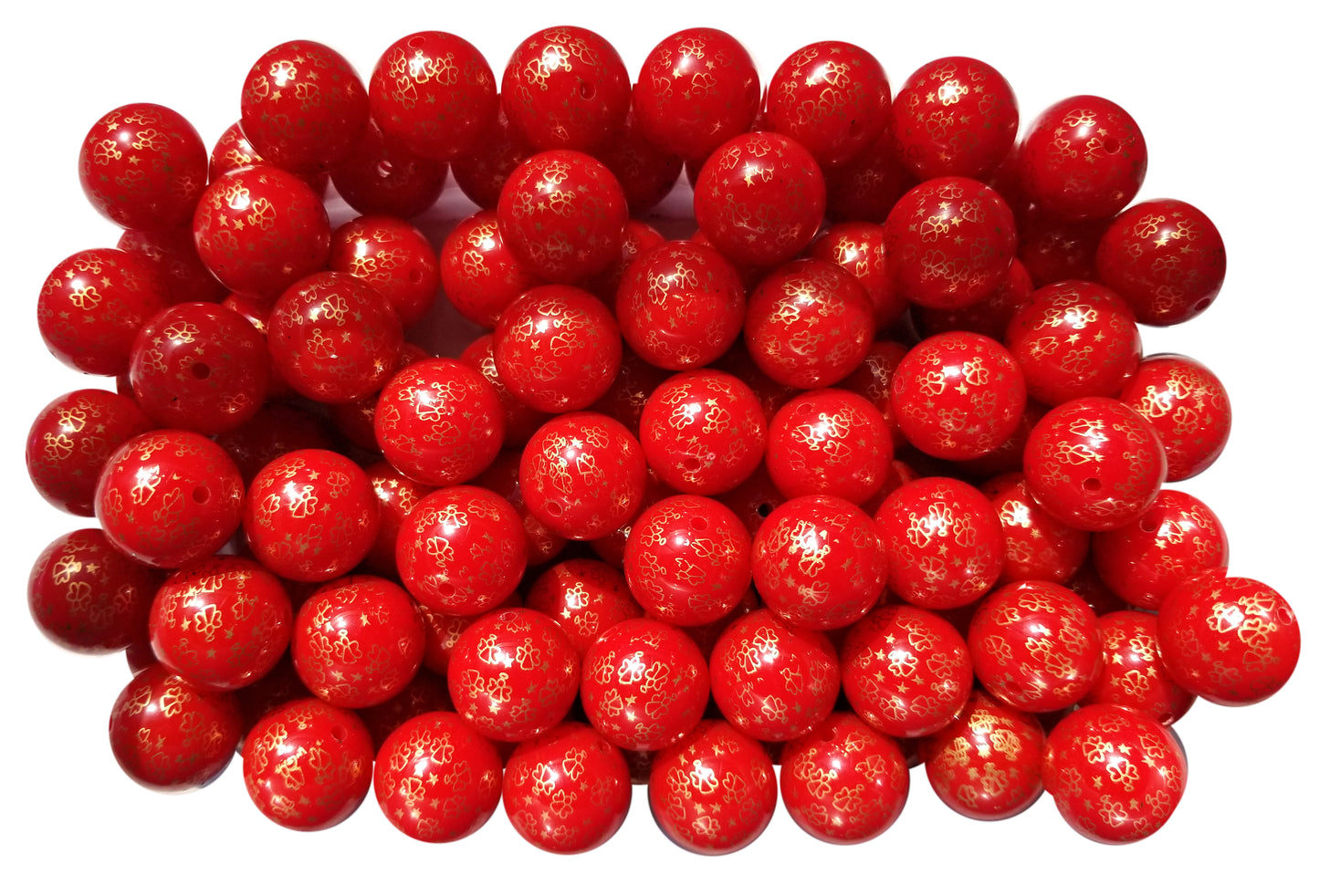 red tiny angels 20mm printed bubblegum beads