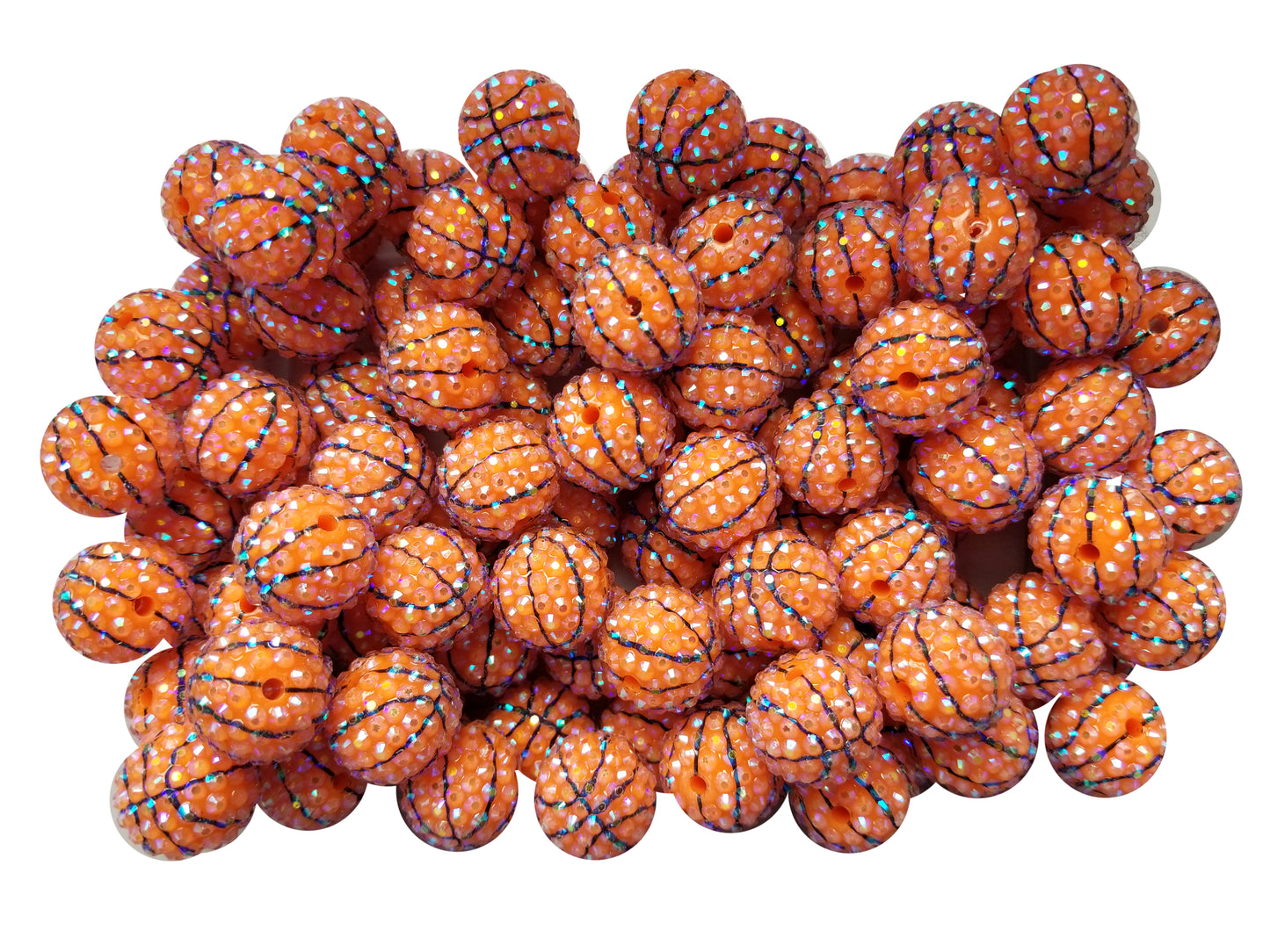rhinestone basketball 20mm printed bubblegum beads
