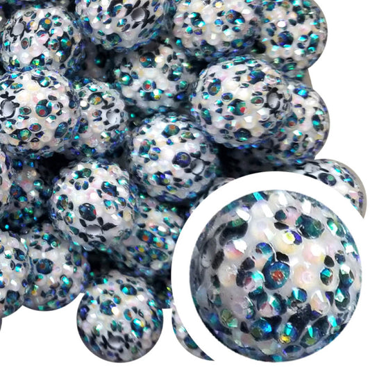 rhinestone paw prints 20mm printed bubblegum beads