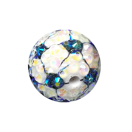 rhinestone soccer ball 20mm printed bubblegum beads