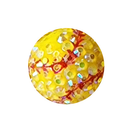 rhinestone softball AB 20mm printed wholesale bubblegum beads