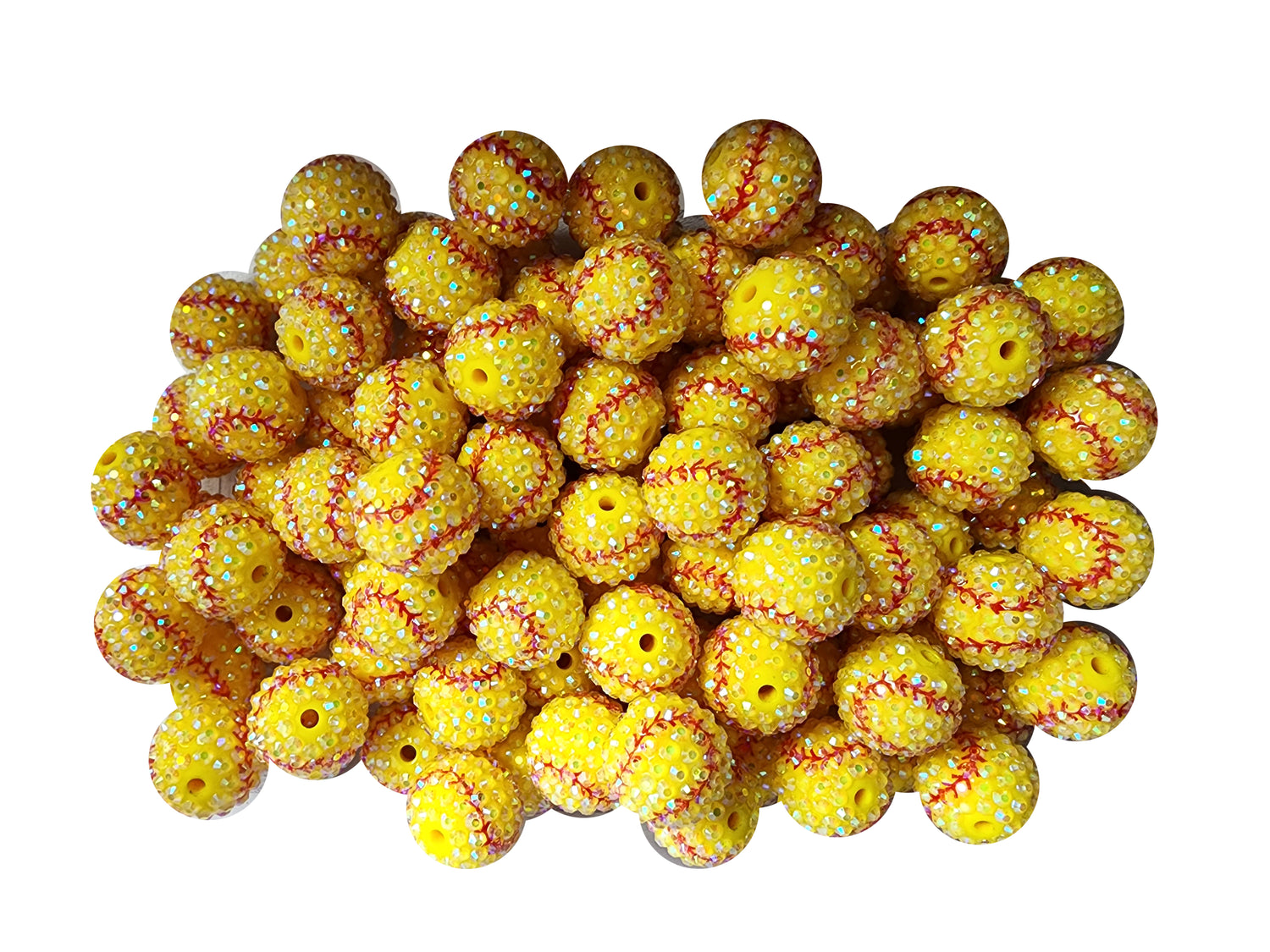 rhinestone softball AB 20mm printed wholesale bubblegum beads