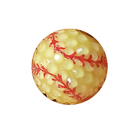 rhinestone softball 20mm printed wholesale bubblegum beads