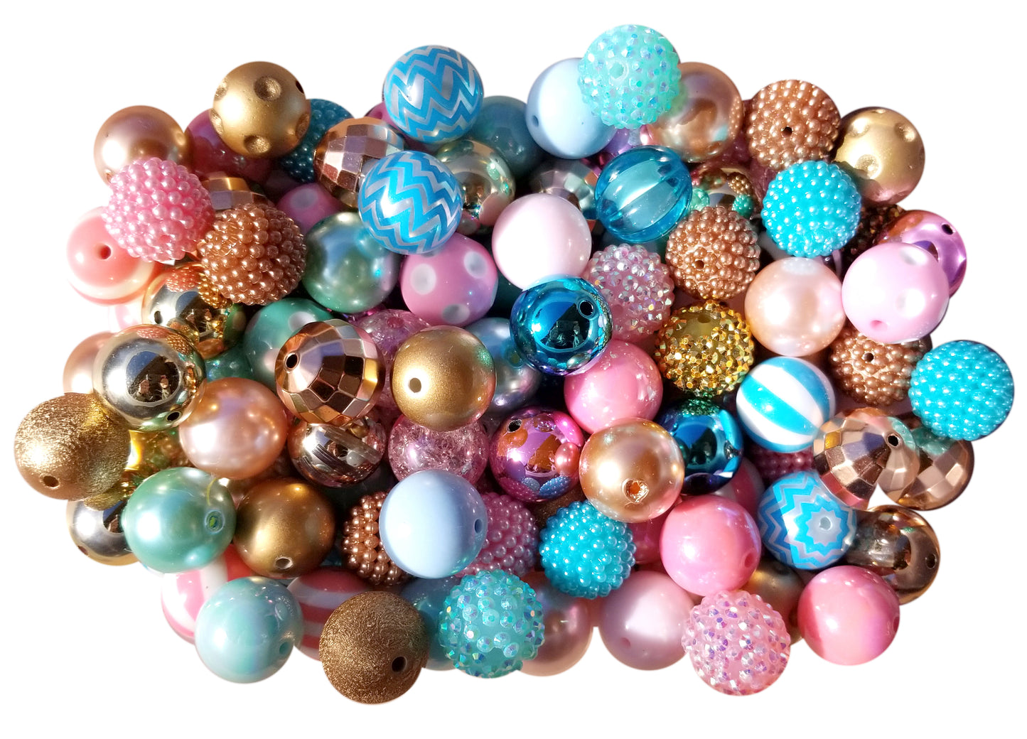 rose gold mixed 20mm bubblegum beads