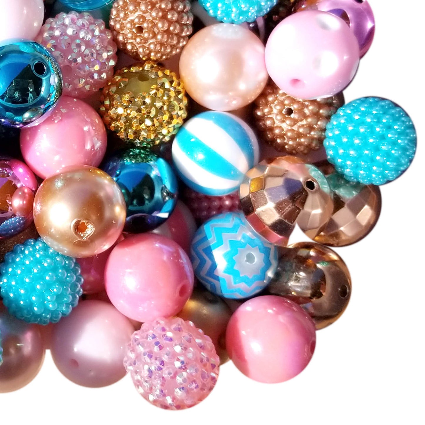 rose gold mixed 20mm bubblegum beads