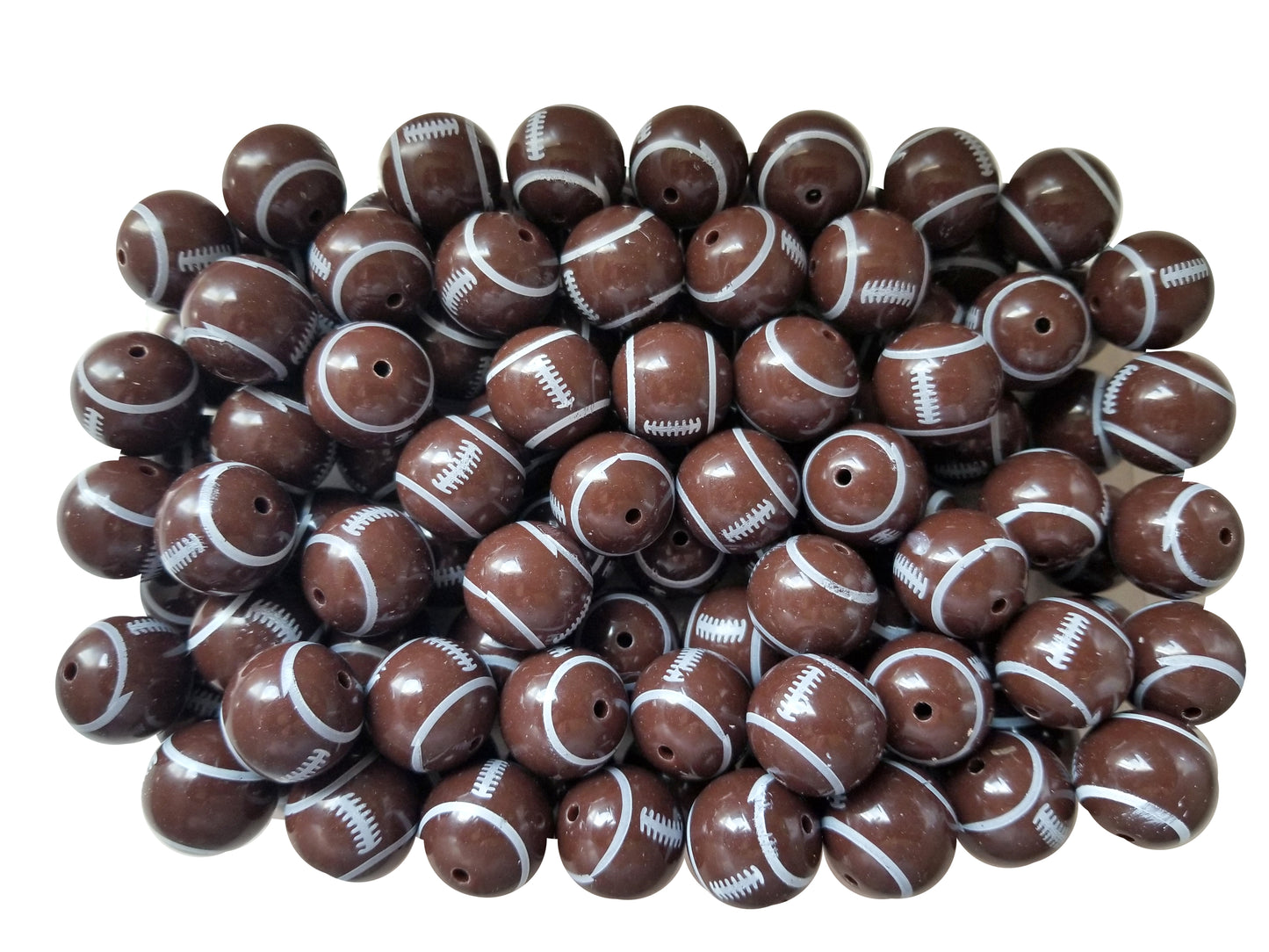 round football 20mm printed bubblegum beads