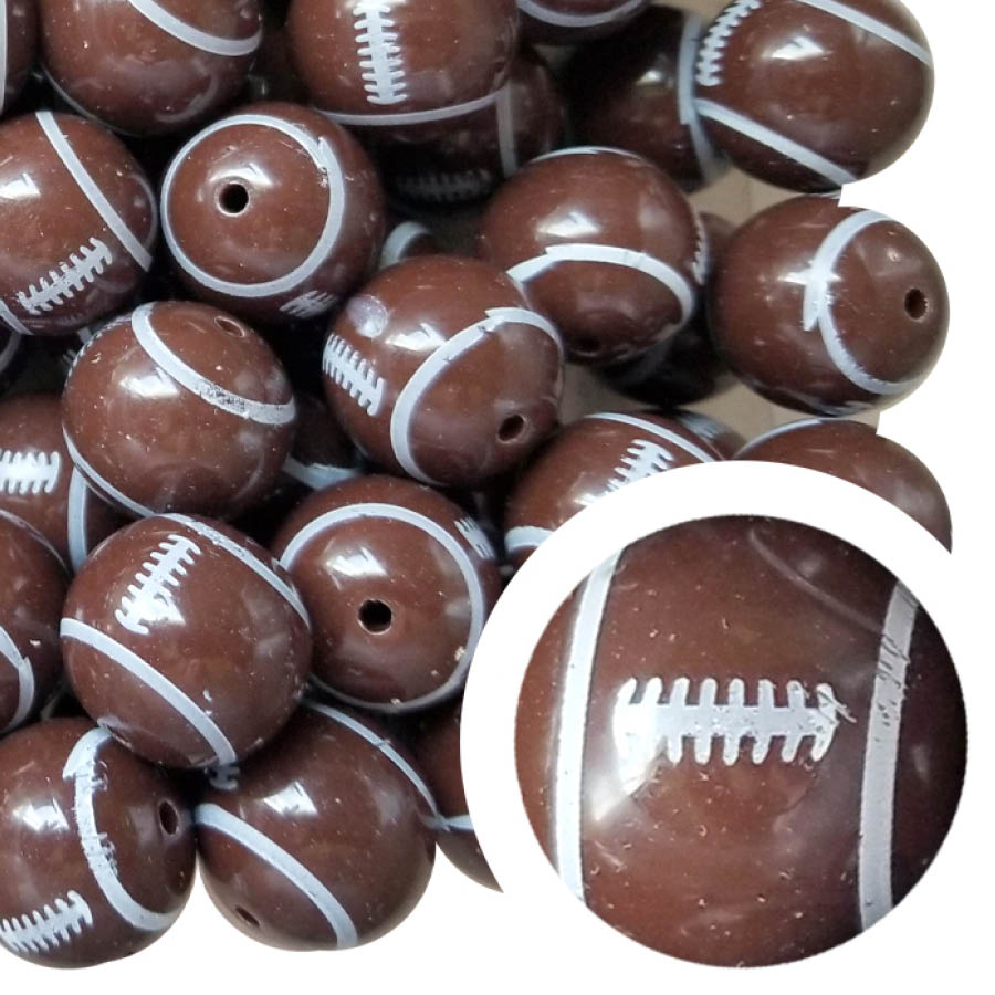 round football 20mm printed bubblegum beads