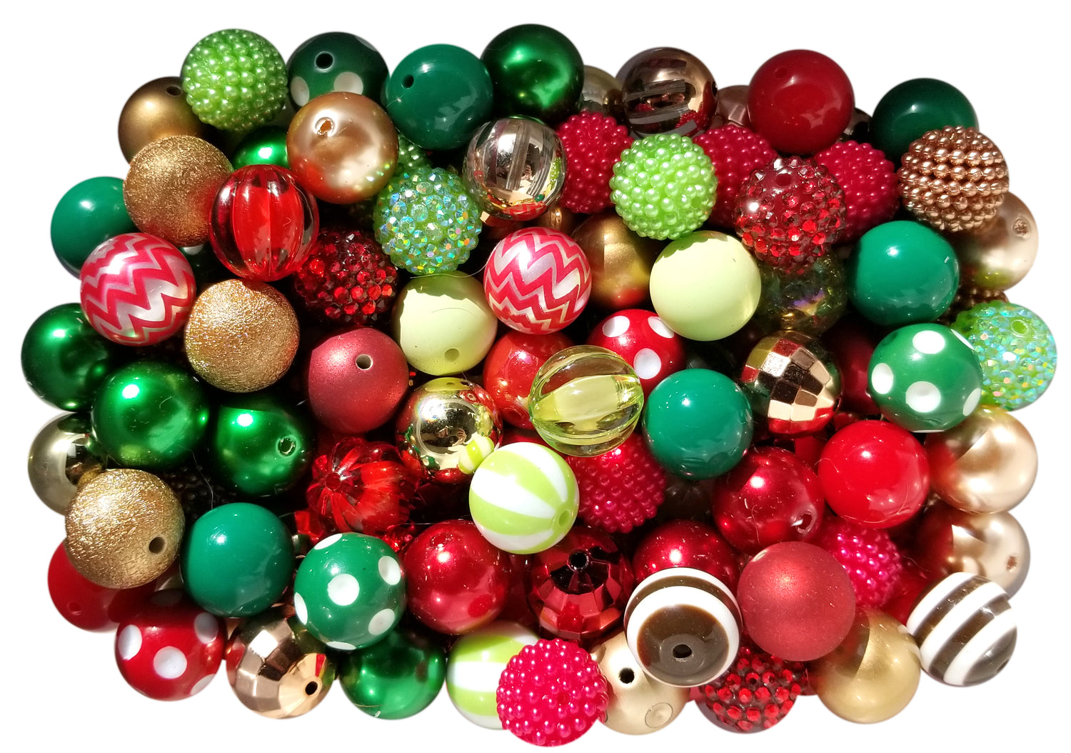 rustic christmas mixed 20mm bubblegum beads