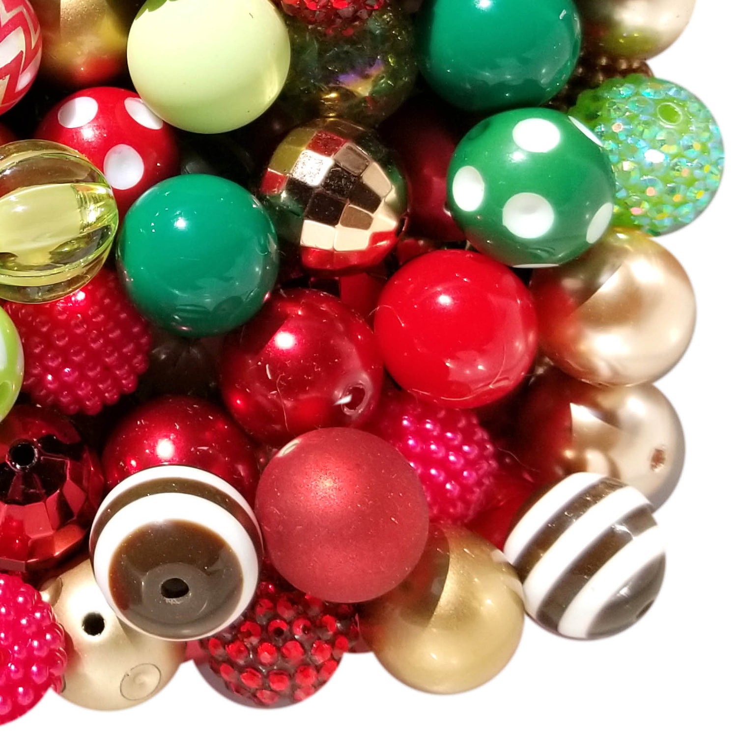 rustic christmas mixed 20mm bubblegum beads