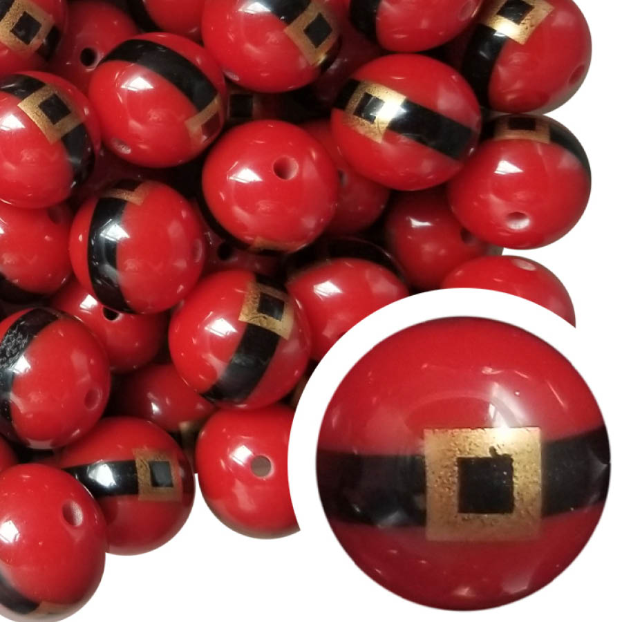 santa belt 20mm printed wholesale bubblegum beads