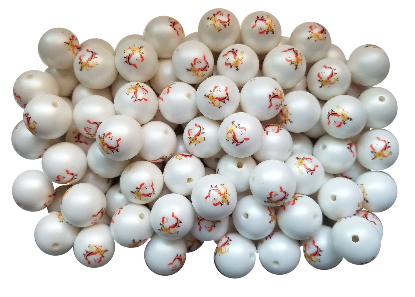 santa & rudolph 20mm printed bubblegum beads