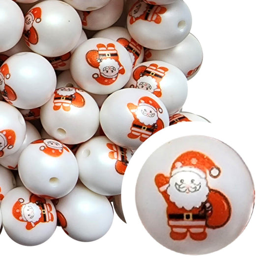 santa with sack 20mm printed wholesale bubblegum beads