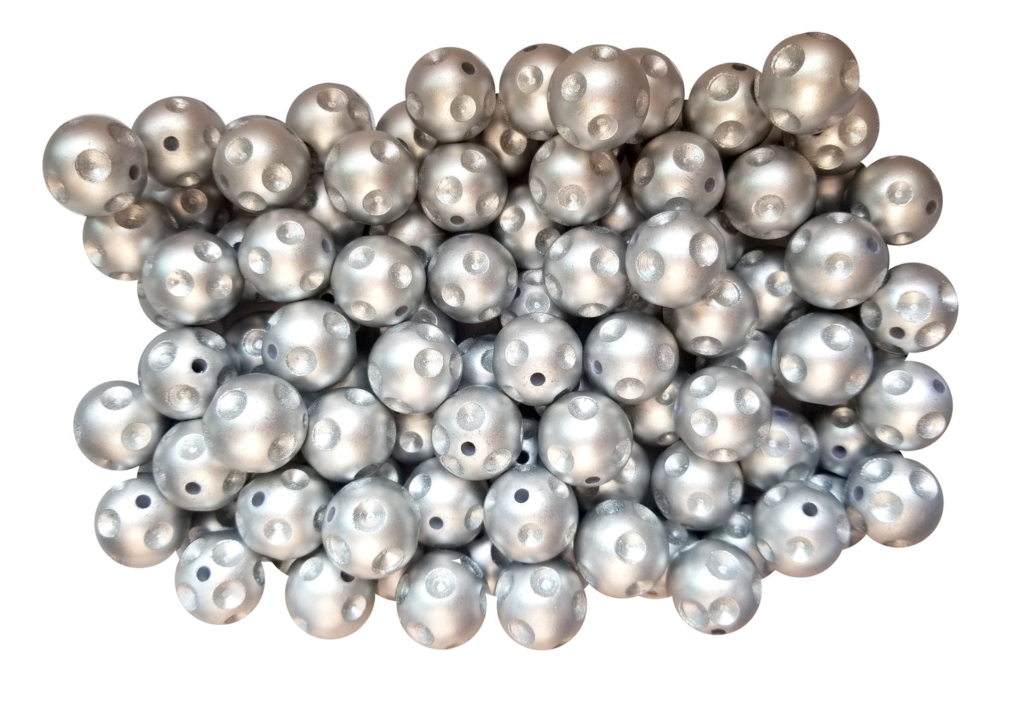 silver dots 20mm bubblegum beads