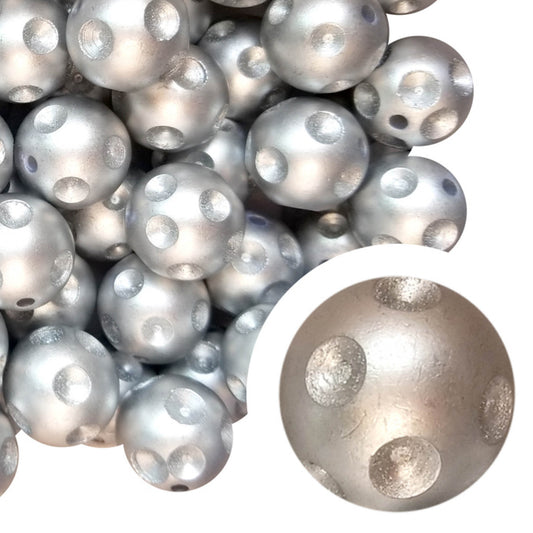 silver dots 20mm bubblegum beads