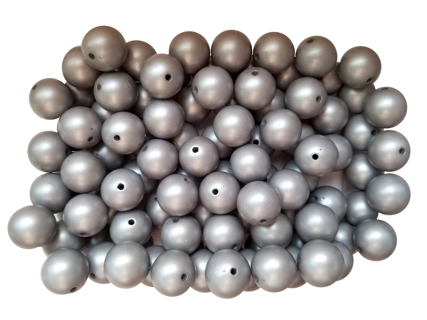 silver matte pearl 20mm bubblegum beads