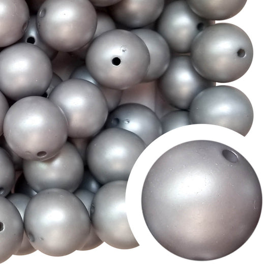 silver matte pearl 20mm bubblegum beads