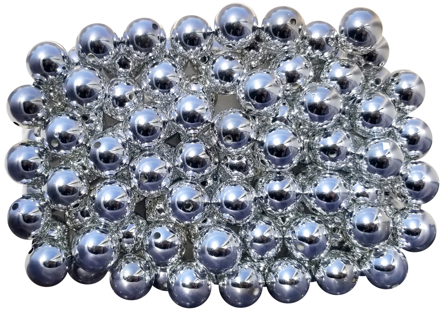 silver metallic 20mm bubblegum beads