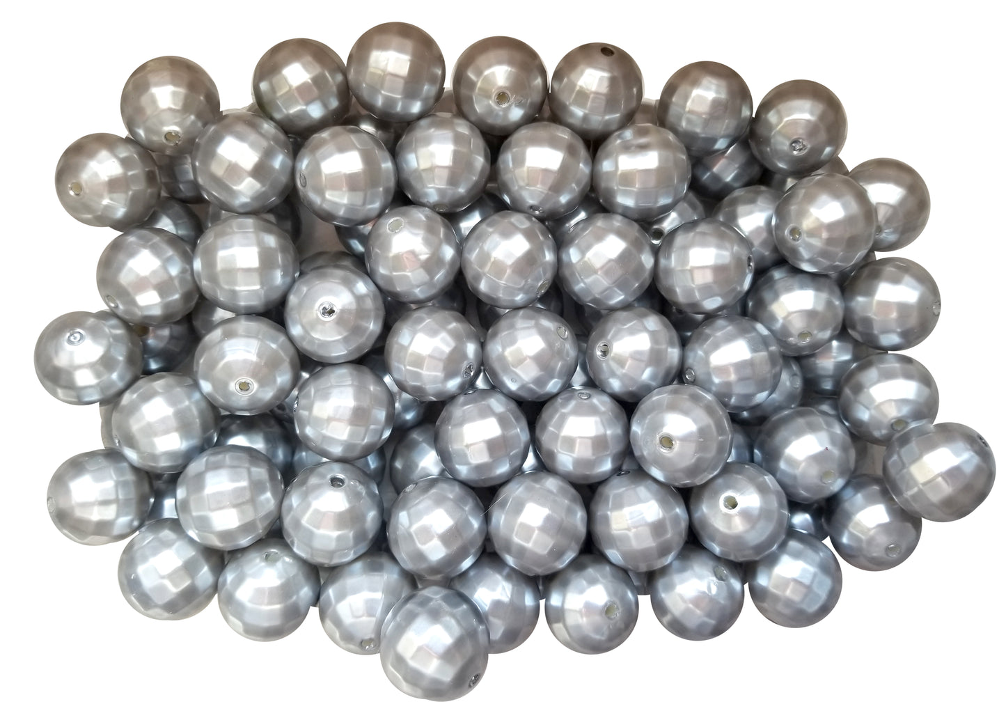 silver pearl disco 20mm bubblegum beads