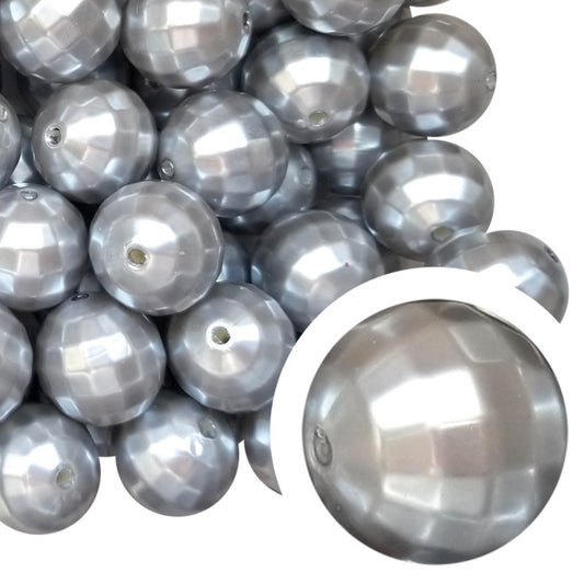 silver pearl disco 20mm bubblegum beads