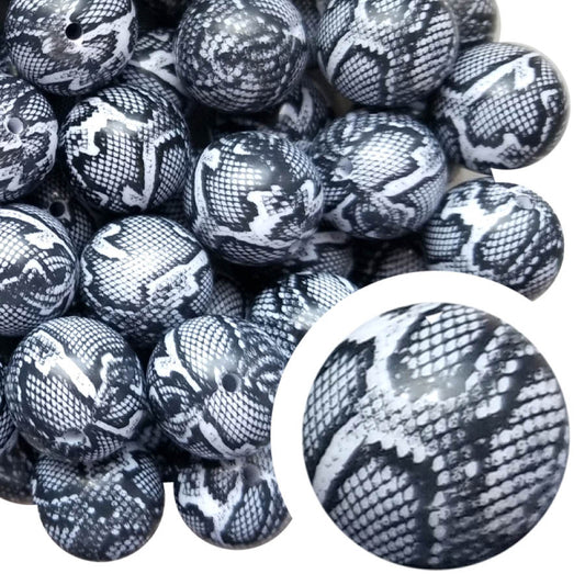 snake skin 20mm printed wholesale bubblegum beads