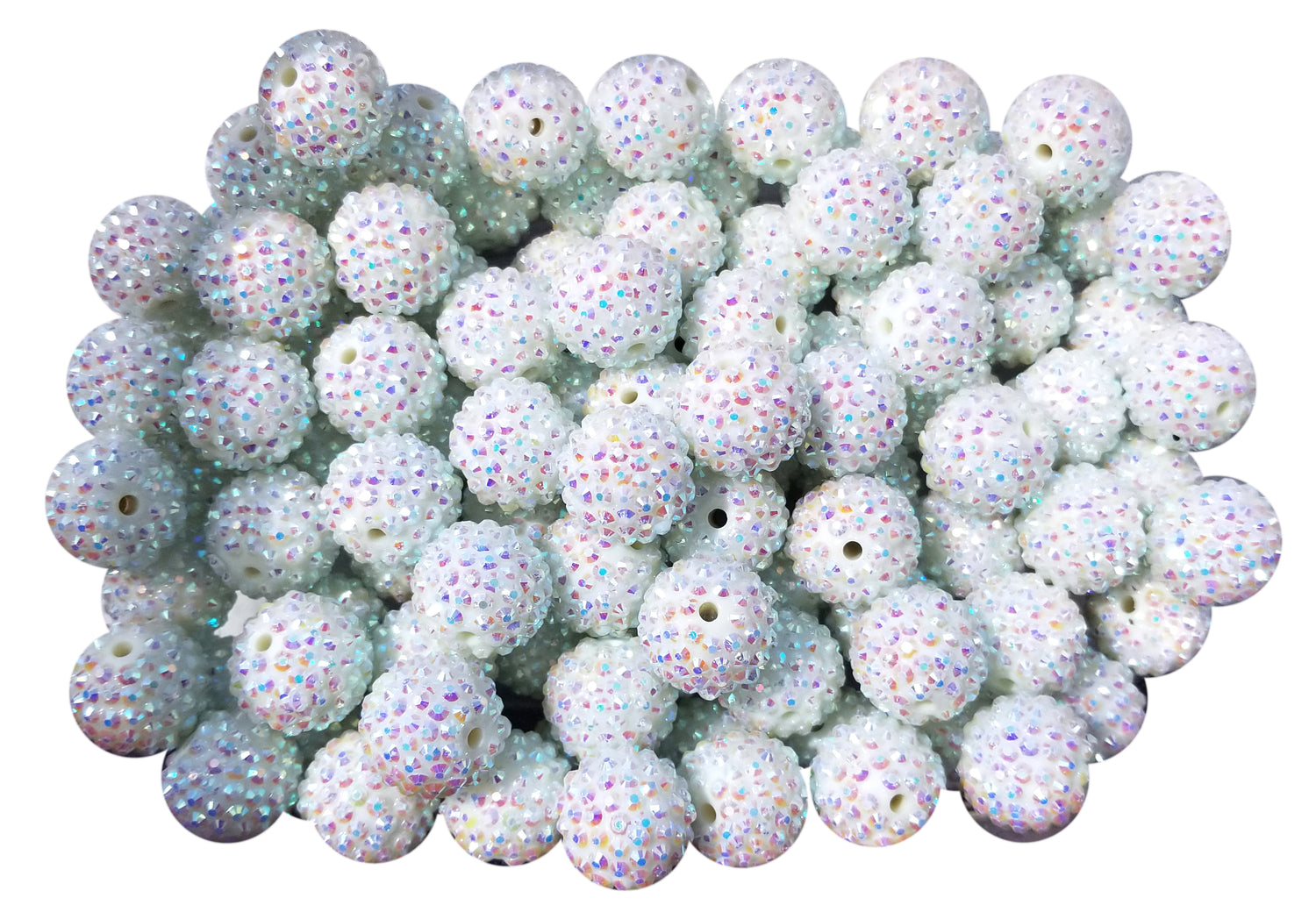 snow white rhinestone 20mm bubblegum beads