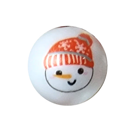 snowman face 20mm printed bubblegum beads