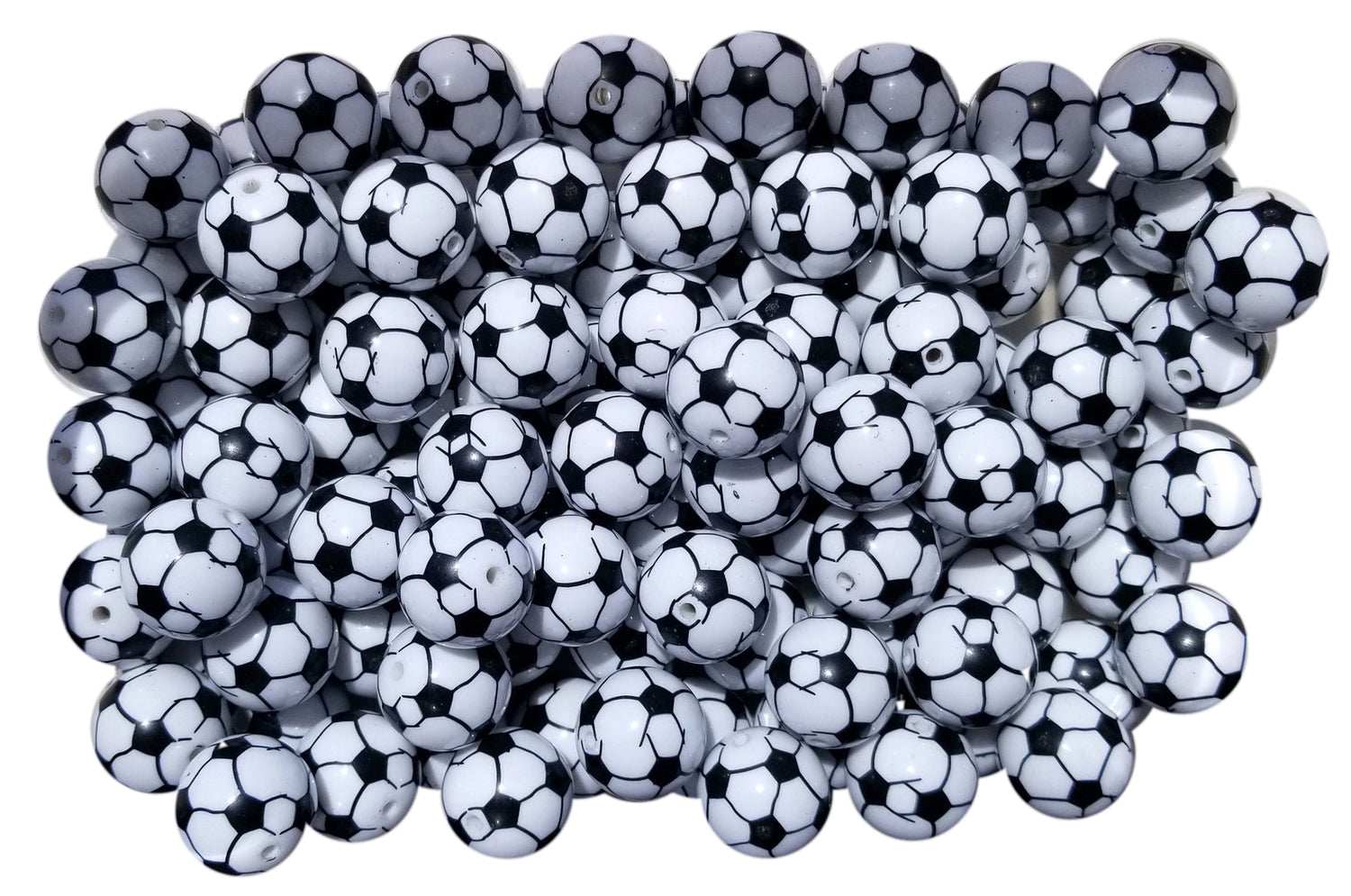 soccer ball 20mm printed bubblegum beads