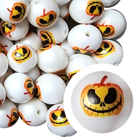 spooky pumpkin 20mm printed bubblegum beads